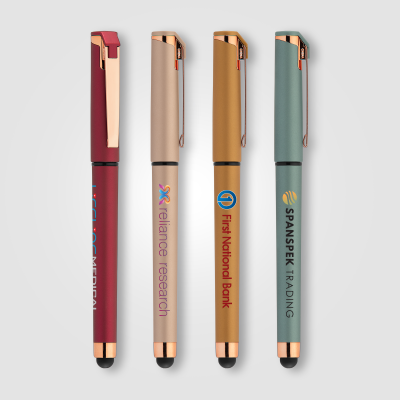 ISLANDER SOFTY ROSE GOLD DESIGNER METALLIC GEL PEN W & STYLUS