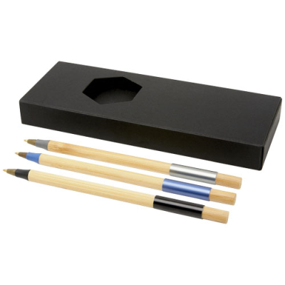 KERF 3-PIECE BAMBOO PEN SET in Solid Black & Natural