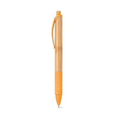 KUMA BAMBOO BALL PEN with Non-Slip Clip in Orange