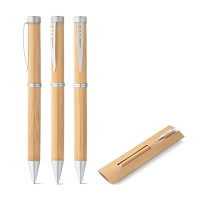 LAKE BAMBOO BALL PEN with Twist Mechanism & Metal Clip