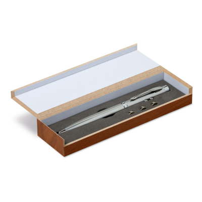 LASER POINTER in Wood Box in Silver