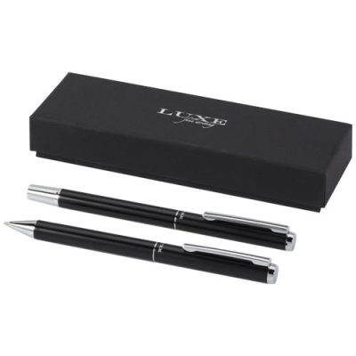 LUCETTO RECYCLED ALUMINIUM METAL BALL PEN AND ROLLERBALL PEN GIFT SET (BLACK INK)