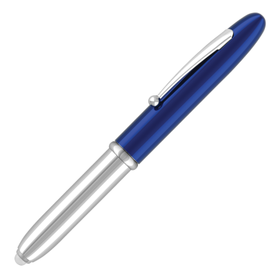 LUMI LIGHT METAL BALL PEN - BLUE - SILVER