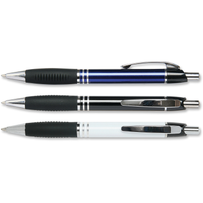 MAESTRO PUSH BUTTON ACTION METAL BALL PEN with Rubber Grip