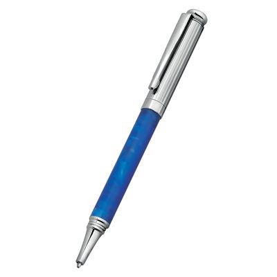 METAL BALL POINT PEN in Silver with Blue Platinum Finish