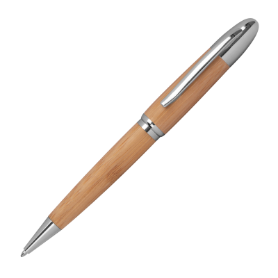 METAL TWIST BALL PEN with Bamboo Coating in Beige