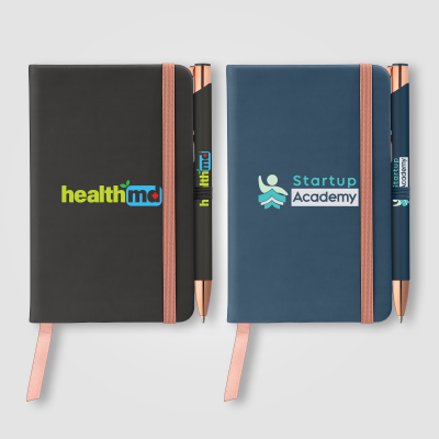 MILLER SOFTY ROSE GOLD NOTE BOOK & CROSBY PEN GIFT SET