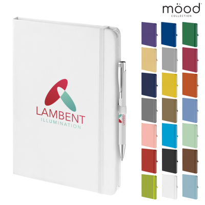 MOOD DUO A5 FSC SOFT FEEL NOTE BOOK with Ball Pen - White