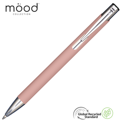 MOOD GRS RECYCLED SOFT FEEL METAL BALL PEN - PASTEL PINK