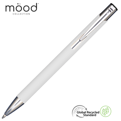 MOOD GRS RECYCLED SOFT FEEL METAL BALL PEN - WHITE
