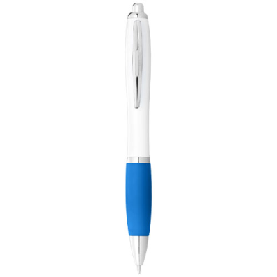 NASH BALL PEN WHITE BARREL AND COLOUR GRIP (BLUE INK)