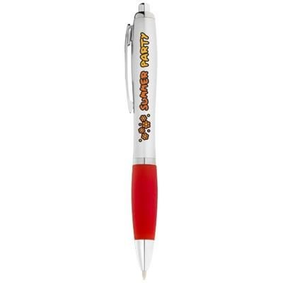 NASH BALL PEN with Silver Barrel & Colour Grip in Silver & Red