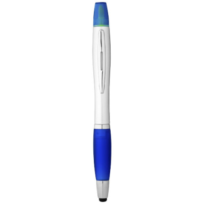 NASH STYLUS BALL PEN AND HIGHLIGHTER in Silver & Royal Blue