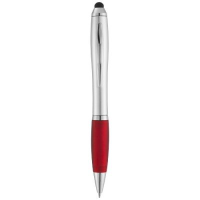 NASH STYLUS BALL PEN with Colour Grip in Silver & Red