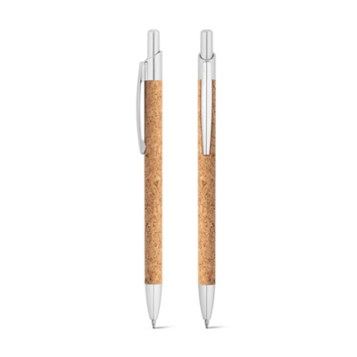 NATURA CORK AND ALUMINIUM METAL BALL PEN with Clip