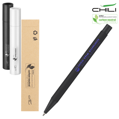 PAR NOIR SOFT FEEL RECYCLED METAL BALL PEN BY CHILI - BLACK - BLUE BASE METAL