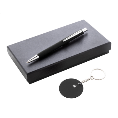 PEN AND KEYRING SET in Black