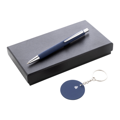 PEN AND KEYRING SET in Dark Blue