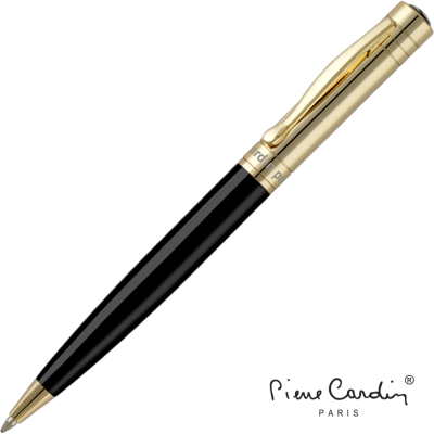 PIERRE CARDIN CHAMONIX METAL BALL PEN - BLACK - GOLD