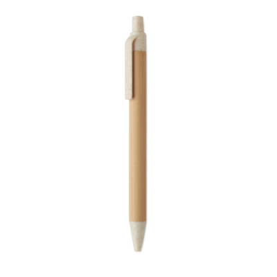 PUSH BUTTON BALL PEN in Bamboo in Brown