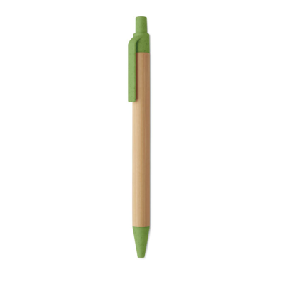 PUSH BUTTON BALL PEN in Bamboo in Green