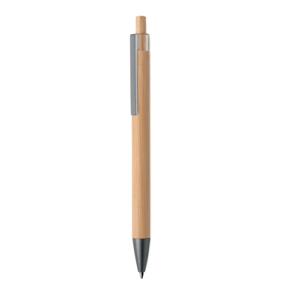 PUSH BUTTON BAMBOO PEN in Brown