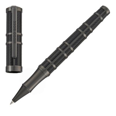 ROLLERBALL PEN FRAME GRID BLACK & GUN