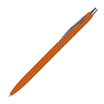 RUBBER COATED BALL PEN in Orange