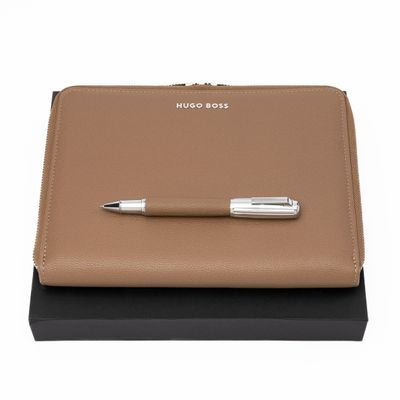 SET ICONIC PEBBLED CAMEL (ROLLERBALL PEN & CONFERENCE FOLDER A5)