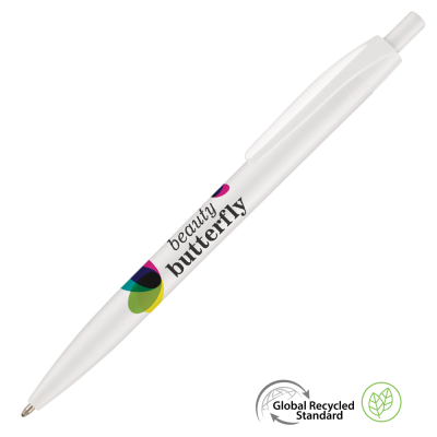 SUPERSAVER CLICK GRS RECYCLED PLASTIC BALL PEN - WHITE