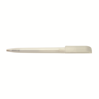 TWIST ACTION FROSTED PLASTIC BALL PEN in White - PROMOTIONAL CORPORATE GIFT