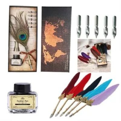 VINTAGE LUXURY FOUNTAIN PEN with Feather - PROMOTIONAL CORPORATE GIFT