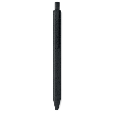 WHEAT STRAW & ABS PUSH TYPE PEN in Black