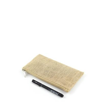 PONO 100% UNLAMINATED NATURAL JUTE PENCIL CASE with Nylon Zipper & Silver Chrome Puller