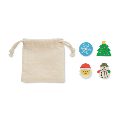 SET OF 4 CHRISTMAS ERASERS in Brown