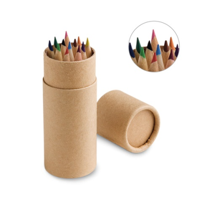 CYLINDER PENCIL BOX with 12 Colour Pencil Set