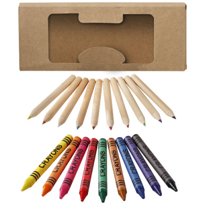 LUCKY 19-PIECE COLOUR PENCIL AND CRAYON SET