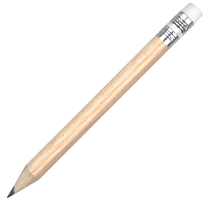 MINI WOOD PENCIL with Eraser - Natural
