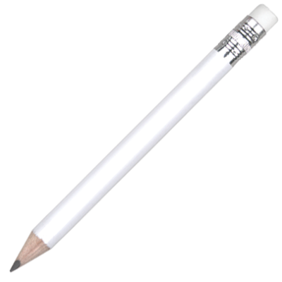 MINI WOOD PENCIL with Eraser - White