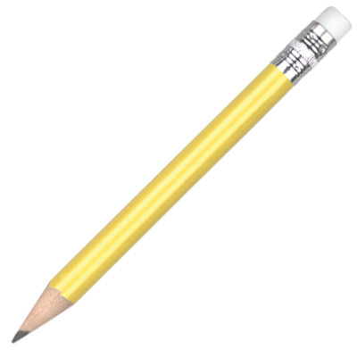 MINI WOOD PENCIL with Eraser - Yellow