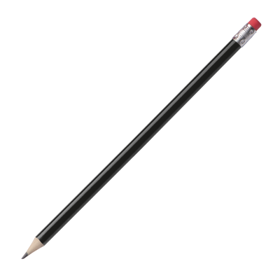 PENCIL with Rubber in Black 
