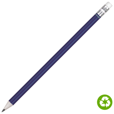 RECYCLED PAPER PENCIL with White Eraser - Blue