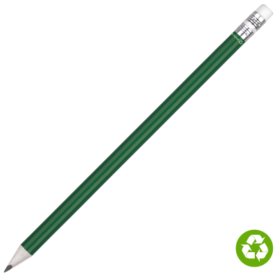 RECYCLED PAPER PENCIL with White Eraser - Green