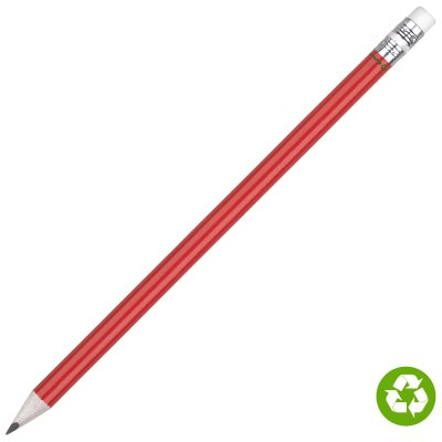 RECYCLED PAPER PENCIL with White Eraser - Red