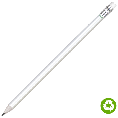 RECYCLED PAPER PENCIL with White Eraser - White