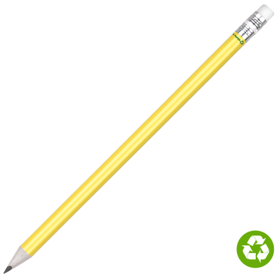 RECYCLED PAPER PENCIL with White Eraser - Yellow