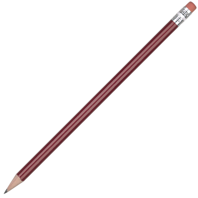 STANDARD WOOD PENCIL with Pink Eraser - Burgundy