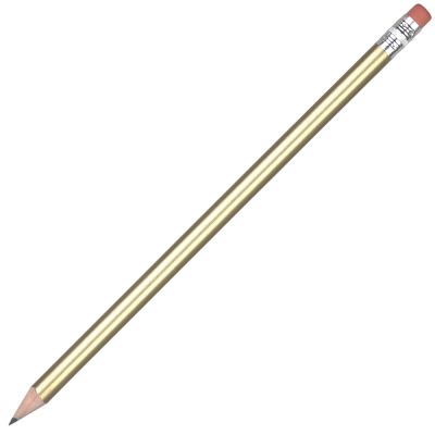 STANDARD WOOD PENCIL with Pink Eraser - Gold