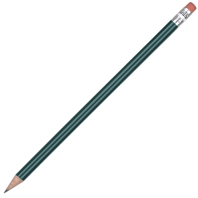 STANDARD WOOD PENCIL with Pink Eraser - Green