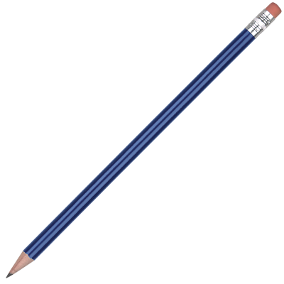 STANDARD WOOD PENCIL with Pink Eraser - Medium Blue